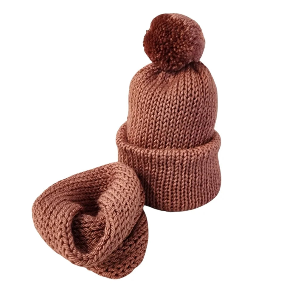 Knit Dog Scarf and Human Hat - Matching Set - Hand Knit Handmade - One Pom